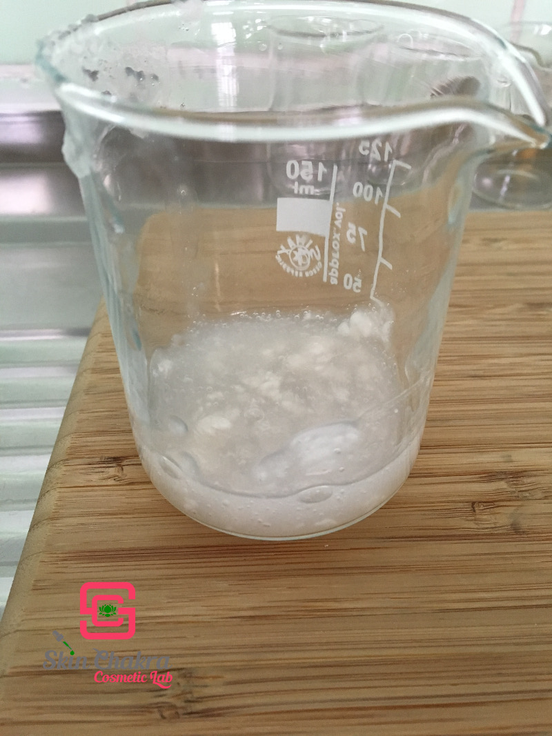Add sucrose stearate in water and let is rest for a few hours