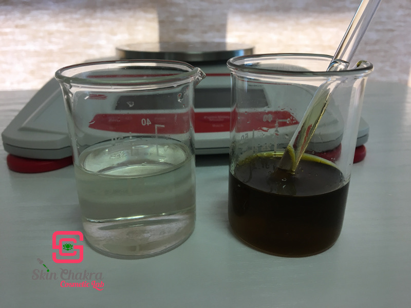 oil and water phases of the biphase emulsion