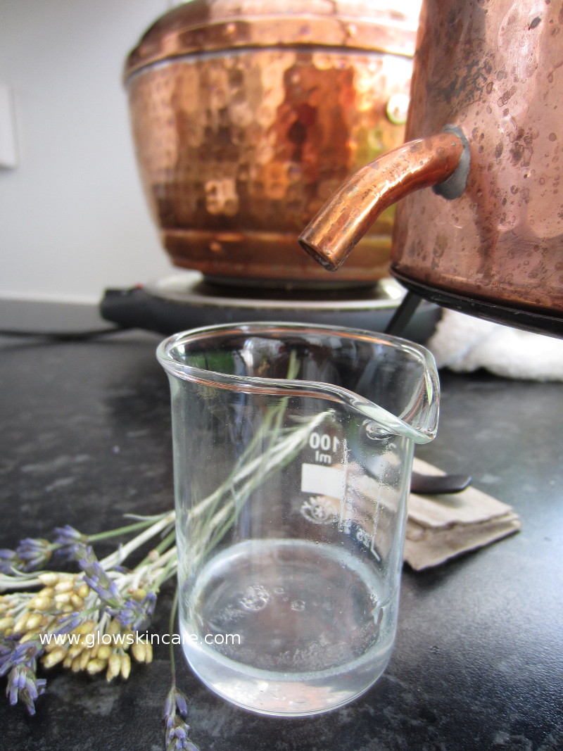 hydrosol condensing from a cupper still