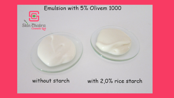 impact of starch on emulsions with olivem
